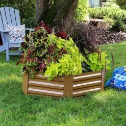 Sunnydaze Decor 40 in. Hexagon Brown Galvanized Steel Raised Bed -Sunnydaze Decor Sales brown sunnydaze decor raised planter boxes hb 567 44 1000