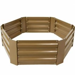 Sunnydaze Decor 40 in. Hexagon Brown Galvanized Steel Raised Bed