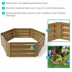 Sunnydaze Decor 40 in. Hexagon Brown Galvanized Steel Raised Bed -Sunnydaze Decor Sales brown sunnydaze decor raised planter boxes hb 567 76 1000
