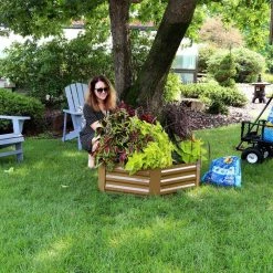 Sunnydaze Decor 40 in. Hexagon Brown Galvanized Steel Raised Bed -Sunnydaze Decor Sales brown sunnydaze decor raised planter boxes hb 567 fa 1000