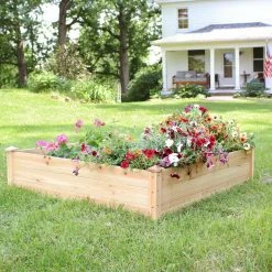 Sunnydaze Decor Outdoor Square Wood Raised Garden Bed - 48 in. Square -Sunnydaze Decor Sales brown sunnydaze decor raised planter boxes hb 710 31 1000