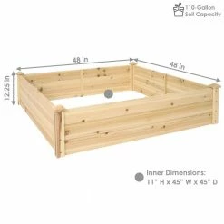 Sunnydaze Decor Outdoor Square Wood Raised Garden Bed - 48 in. Square -Sunnydaze Decor Sales brown sunnydaze decor raised planter boxes hb 710 fa 1000
