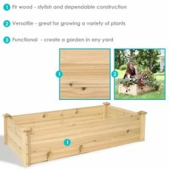 Sunnydaze Decor 24 in. x 48.25 in. Wood Rectangular Outdoor Raised Garden Bed -Sunnydaze Decor Sales brown sunnydaze decor raised planter boxes hb 727 1f 1000
