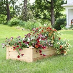 Sunnydaze Decor 24 in. x 48.25 in. Wood Rectangular Outdoor Raised Garden Bed -Sunnydaze Decor Sales brown sunnydaze decor raised planter boxes hb 727 31 1000
