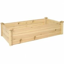 Sunnydaze Decor 24 in. x 48.25 in. Wood Rectangular Outdoor Raised Garden Bed