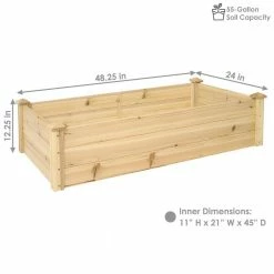 Sunnydaze Decor 24 in. x 48.25 in. Wood Rectangular Outdoor Raised Garden Bed -Sunnydaze Decor Sales brown sunnydaze decor raised planter boxes hb 727 76 1000