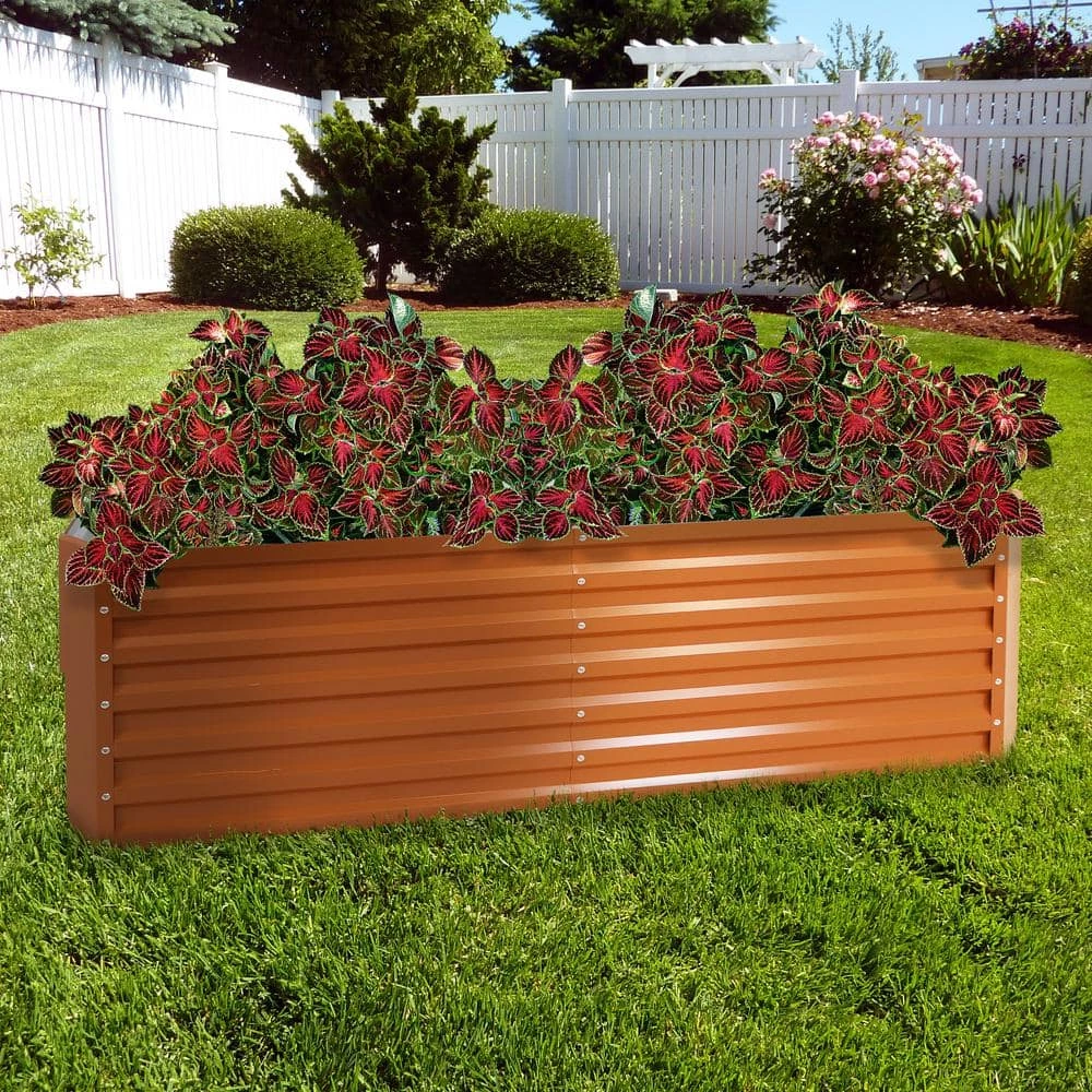 Sunnydaze Decor Sunnydaze 71 in. x 35.5 in. Brown Galvalume Galvanized Steel Raised Garden Bed 9 Sunnydaze Decor Sunnydaze 71 in. x 35.5 in. Brown Galvalume Galvanized Steel Raised Garden Bed - Image 9