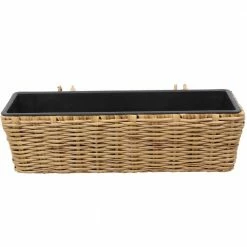Sunnydaze Decor Sunnydaze Hanging Rectangle Polyrattan Rail Planter with Plastic Liner - Brown 15 Sunnydaze Decor Sunnydaze Hanging Rectangle Polyrattan Rail Planter with Plastic Liner - Brown -Sunnydaze Decor Sales brown sunnydaze decor wall planters nhu 577 44 1000
