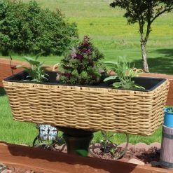 Sunnydaze Decor Sunnydaze Hanging Rectangle Polyrattan Rail Planter with Plastic Liner - Brown 11 Sunnydaze Decor Sunnydaze Hanging Rectangle Polyrattan Rail Planter with Plastic Liner - Brown -Sunnydaze Decor Sales brown sunnydaze decor wall planters nhu 577 66 1000