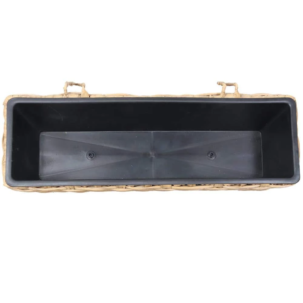 Sunnydaze Decor Sunnydaze Hanging Rectangle Polyrattan Rail Planter with Plastic Liner - Brown 4 Sunnydaze Decor Sunnydaze Hanging Rectangle Polyrattan Rail Planter with Plastic Liner - Brown - Image 4