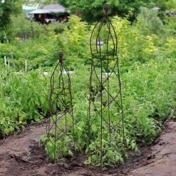 Sunnydaze Decor Sunnydaze Set of 3 44.5 in. Steel Obelisk Trellis -Sunnydaze Decor Sales browns tans sunnydaze decor garden trellises cue 242 31 1000