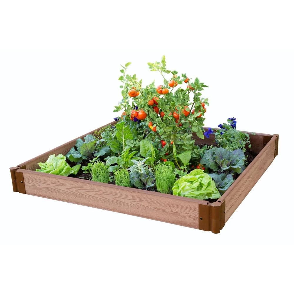 Frame It All Classic Sienna Raised Garden Bed 4' x 4' x 5.5" - 1" profile 1 Frame It All Classic Sienna Raised Garden Bed 4' x 4' x 5.5" - 1" profile