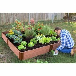 Frame It All Classic Sienna Raised Garden Bed 8' x 8' x 11" - 1" profile -Sunnydaze Decor Sales classic sienna frame it all raised planter boxes 300001068 4f 1000
