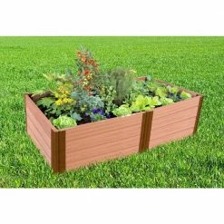 Frame It All 4 ft. x 8 ft. x 22 in. Classic Sienna Composite Raised Garden Bed - 2 in. Profile