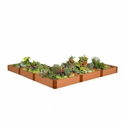 Frame It All 1 in. Profile Tool-Free Classic Sienna 12 ft. x 12 ft. x 11 in. L-Shaped Raised Garden Bed