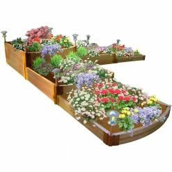Frame It All Classic Sienna Raised Garden Bed Split Waterfall Tri-Level 12' x 12' x 22" - 1" profile