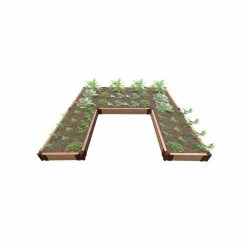 Frame It All 8 ft. x 8 ft. x 5.5 in. Classic Sienna Composite Walk-In U-Shape Bragg Raised Garden Bed - 2 in. Profile