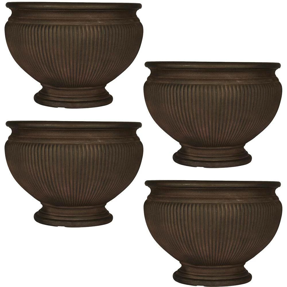 Sunnydaze Decor Elizabeth 16 in. Rust Poly Outdoor Flower Pot Planter (4-Pack) 5 Sunnydaze Decor Elizabeth 16 in. Rust Poly Outdoor Flower Pot Planter (4-Pack) - Image 5
