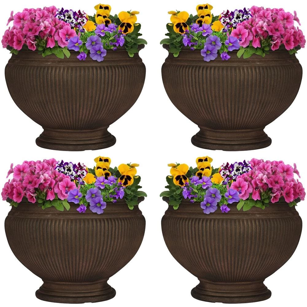 Sunnydaze Decor Elizabeth 16 in. Rust Poly Outdoor Flower Pot Planter (4-Pack) 1 Sunnydaze Decor Elizabeth 16 in. Rust Poly Outdoor Flower Pot Planter (4-Pack)