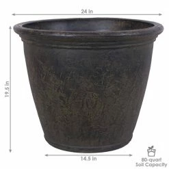 Sunnydaze Decor Sunnydaze Anjelica 24 in. Sable Outdoor Resin Flower Pot Planter (2-Pack) - Dark Brown -Sunnydaze Decor Sales dark brown sunnydaze decor plant pots dg 789 2pk 1f 1000