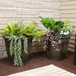 Sunnydaze Decor Sunnydaze Anjelica 24 in. Sable Outdoor Resin Flower Pot Planter (2-Pack) - Dark Brown -Sunnydaze Decor Sales dark brown sunnydaze decor plant pots dg 789 2pk 44 1000