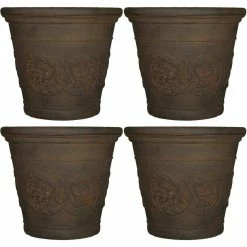 Sunnydaze Decor Arabella 20 in. Sable Poly Outdoor Flower Pot Planter (4-Pack) 9 Sunnydaze Decor Arabella 20 in. Sable Poly Outdoor Flower Pot Planter (4-Pack) -Sunnydaze Decor Sales dark brown sunnydaze decor plant pots dg 889 1f 1000