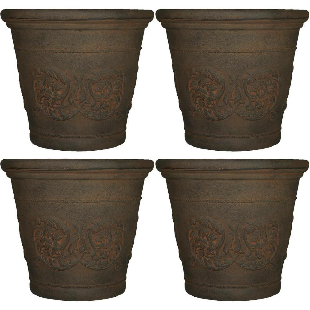Sunnydaze Decor Arabella 20 in. Sable Poly Outdoor Flower Pot Planter (4-Pack) 4 Sunnydaze Decor Arabella 20 in. Sable Poly Outdoor Flower Pot Planter (4-Pack) - Image 4