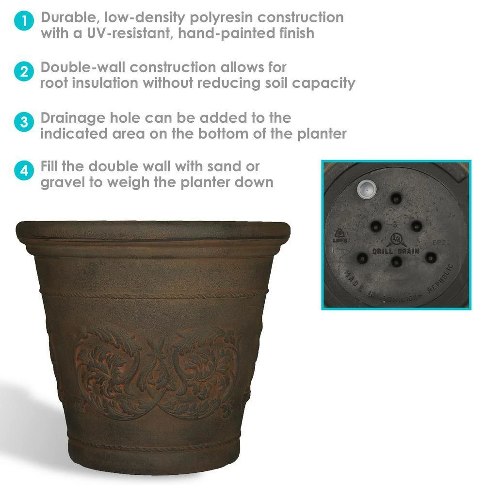 Sunnydaze Decor Arabella 20 in. Sable Poly Outdoor Flower Pot Planter (4-Pack) 5 Sunnydaze Decor Arabella 20 in. Sable Poly Outdoor Flower Pot Planter (4-Pack) - Image 5