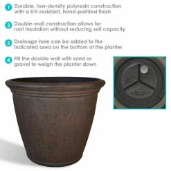 Sunnydaze Decor 16 in. Rust Anjelica Poly Flower Pot Planter (2-Pack) 8 Sunnydaze Decor 16 in. Rust Anjelica Poly Flower Pot Planter (2-Pack) -Sunnydaze Decor Sales dark brown sunnydaze decor plant pots dg 896 c3 1000
