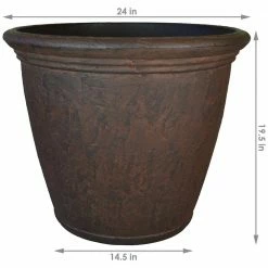 Sunnydaze Decor 24 in. Rust Anjelica Resin Outdoor Flower Pot Planter (2-Pack) -Sunnydaze Decor Sales dark brown sunnydaze decor plant pots dg 933 4f 1000