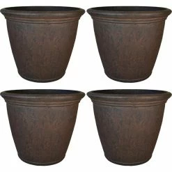 Sunnydaze Decor Anjelica 24 in. Rust Poly Outdoor Flower Pot Planter (4-Pack) 7 Sunnydaze Decor Anjelica 24 in. Rust Poly Outdoor Flower Pot Planter (4-Pack) -Sunnydaze Decor Sales dark brown sunnydaze decor plant pots dg 940 4f 1000