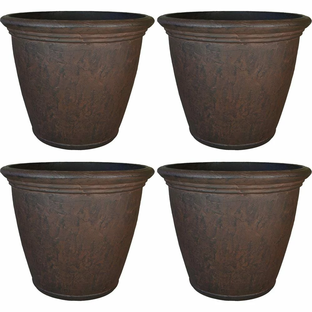Sunnydaze Decor Anjelica 24 in. Rust Poly Outdoor Flower Pot Planter (4-Pack) 3 Sunnydaze Decor Anjelica 24 in. Rust Poly Outdoor Flower Pot Planter (4-Pack) - Image 3