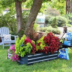 Sunnydaze Decor 47 in. Rectangle Dark Gray Galvanized Steel Raised Garden Bed -Sunnydaze Decor Sales dark gray sunnydaze decor raised planter boxes hb 420 44 1000