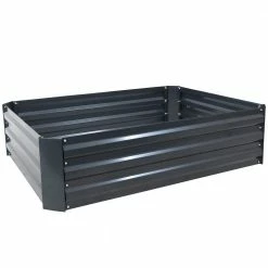 Sunnydaze Decor 47 in. Rectangle Dark Gray Galvanized Steel Raised Garden Bed