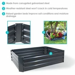 Sunnydaze Decor 47 in. Rectangle Dark Gray Galvanized Steel Raised Garden Bed -Sunnydaze Decor Sales dark gray sunnydaze decor raised planter boxes hb 420 76 1000