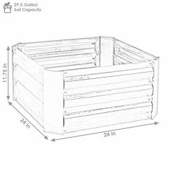 Sunnydaze Decor 24 in. Square Dark Gray Galvanized Steel Raised Bed -Sunnydaze Decor Sales dark gray sunnydaze decor raised planter boxes hb 468 1f 1000