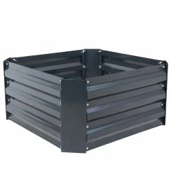 Sunnydaze Decor 24 in. Square Dark Gray Galvanized Steel Raised Bed