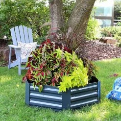 Sunnydaze Decor 40 in. Hexagon Dark Gray Galvanized Steel Raised Bed 11 Sunnydaze Decor 40 in. Hexagon Dark Gray Galvanized Steel Raised Bed -Sunnydaze Decor Sales dark grey sunnydaze decor raised planter boxes hb 543 44 1000