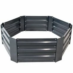 Sunnydaze Decor 40 in. Hexagon Dark Gray Galvanized Steel Raised Bed