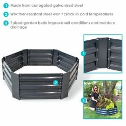 Sunnydaze Decor 40 in. Hexagon Dark Gray Galvanized Steel Raised Bed 13 Sunnydaze Decor 40 in. Hexagon Dark Gray Galvanized Steel Raised Bed -Sunnydaze Decor Sales dark grey sunnydaze decor raised planter boxes hb 543 76 1000