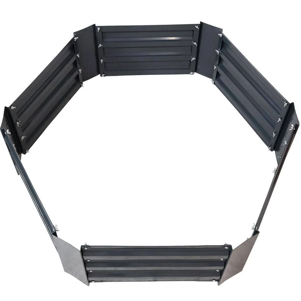 Sunnydaze Decor 40 in. Hexagon Dark Gray Galvanized Steel Raised Bed 2 Sunnydaze Decor 40 in. Hexagon Dark Gray Galvanized Steel Raised Bed - Image 2
