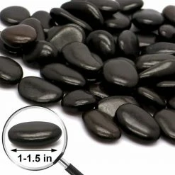 Dyiom 0.1 cu. ft. River Rocks 2.2 lbs. 1 in.-1.5 in. Size Black Small Polished Pebbles -Sunnydaze Decor Sales dyiom bagged landscape rocks b08hqjhknh 1f 1000
