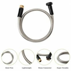 Dyiom 18 mm Dia x 4 ft. 304 Stainless Steel Heavy-Duty Short Water Hose for Outdoor with Female to Male Brass Connector 8 Dyiom 18 mm Dia x 4 ft. 304 Stainless Steel Heavy-Duty Short Water Hose for Outdoor with Female to Male Brass Connector -Sunnydaze Decor Sales dyiom garden hoses b095ykjvyw 1f 1000