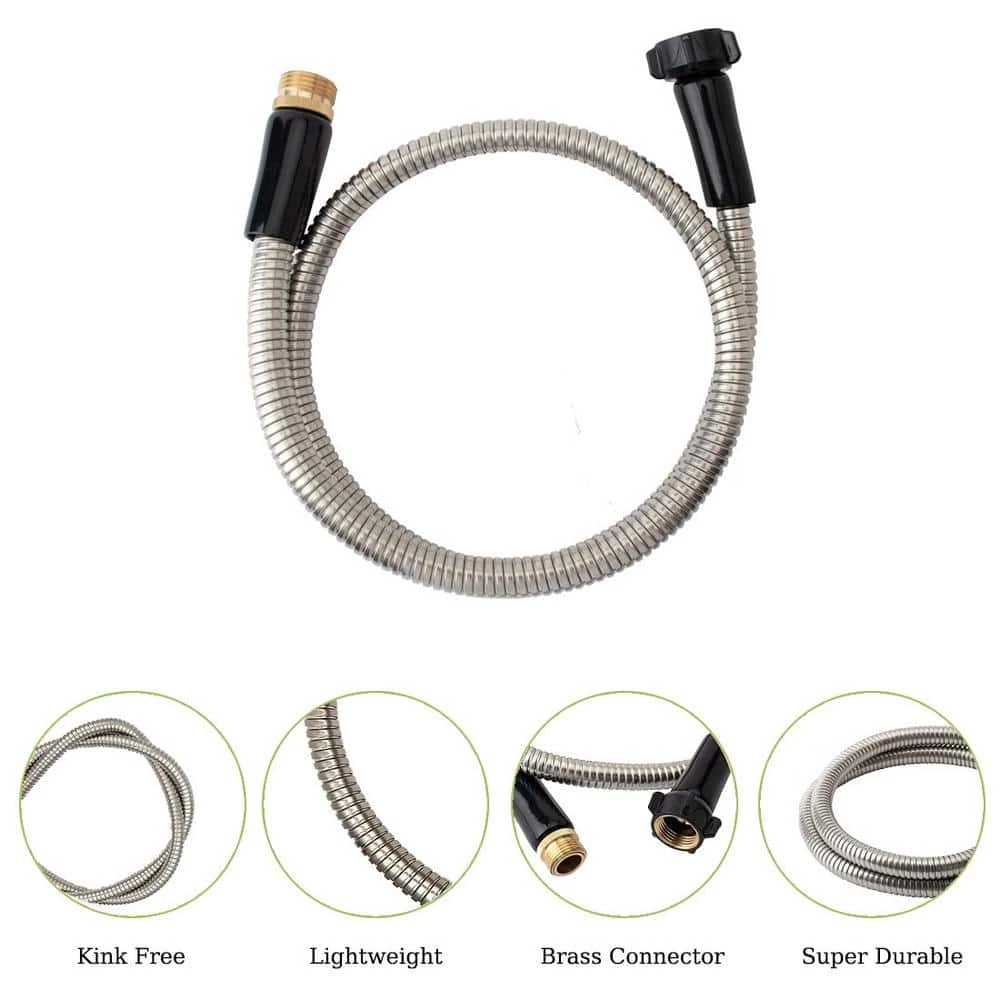Dyiom 18 mm Dia x 4 ft. 304 Stainless Steel Heavy-Duty Short Water Hose for Outdoor with Female to Male Brass Connector 4 Dyiom 18 mm Dia x 4 ft. 304 Stainless Steel Heavy-Duty Short Water Hose for Outdoor with Female to Male Brass Connector - Image 4