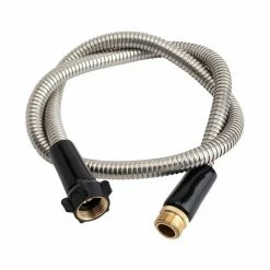 Dyiom 18 mm Dia x 4 ft. 304 Stainless Steel Heavy-Duty Short Water Hose for Outdoor with Female to Male Brass Connector