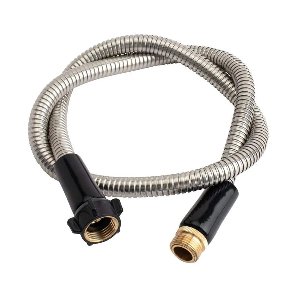 Dyiom 18 mm Dia x 4 ft. 304 Stainless Steel Heavy-Duty Short Water Hose for Outdoor with Female to Male Brass Connector 1 Dyiom 18 mm Dia x 4 ft. 304 Stainless Steel Heavy-Duty Short Water Hose for Outdoor with Female to Male Brass Connector