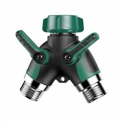 Dyiom 3/4 in. x 3/4 in. Heavy Duty Metal Water Hose Splitter Connector with Long Handle Shut Off Valves