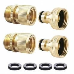 Dyiom 3/4 in. Solid Brass Quick Connector Garden Hose Fitting (2-Sets)