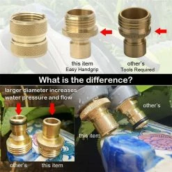 Dyiom 3/4 in. 2-Female and 2-Male Heavy-Duty Solid Brass Hose Connector (2-Set) 6 Dyiom 3/4 in. 2-Female and 2-Male Heavy-Duty Solid Brass Hose Connector (2-Set) -Sunnydaze Decor Sales dyiom hose connectors b07mk3bwpm 1f 1000
