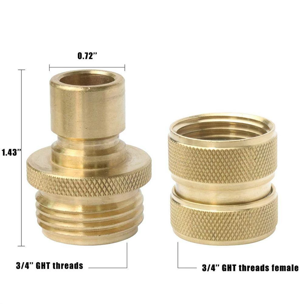 Dyiom 3/4 in. 2-Female and 2-Male Heavy-Duty Solid Brass Hose Connector (2-Set) 2 Dyiom 3/4 in. 2-Female and 2-Male Heavy-Duty Solid Brass Hose Connector (2-Set) - Image 2